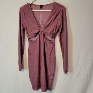 NWT Wild Fable Long Sleeve Cut Out Lurex Bodycon Dress Vibrant Purple XS, S, L